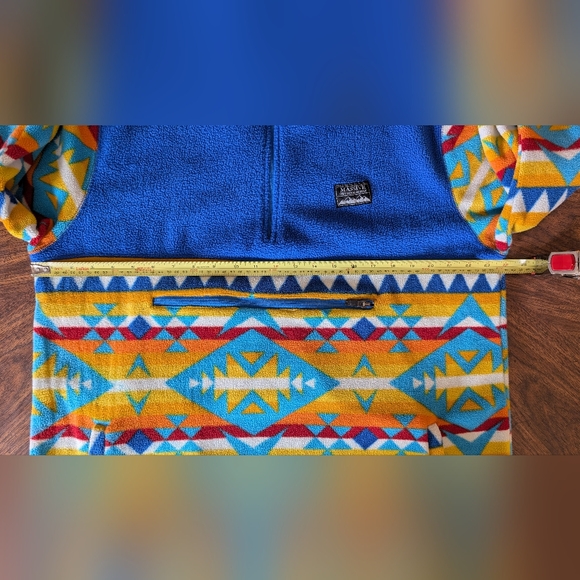 Vintage Massive Outdoor Supply Fleece Half Zip Hoodie, Blue & Orange, Size L - Picture 12 of 15